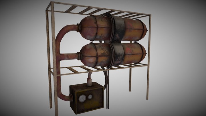 Factory Boiler and metal tanks 3D Model