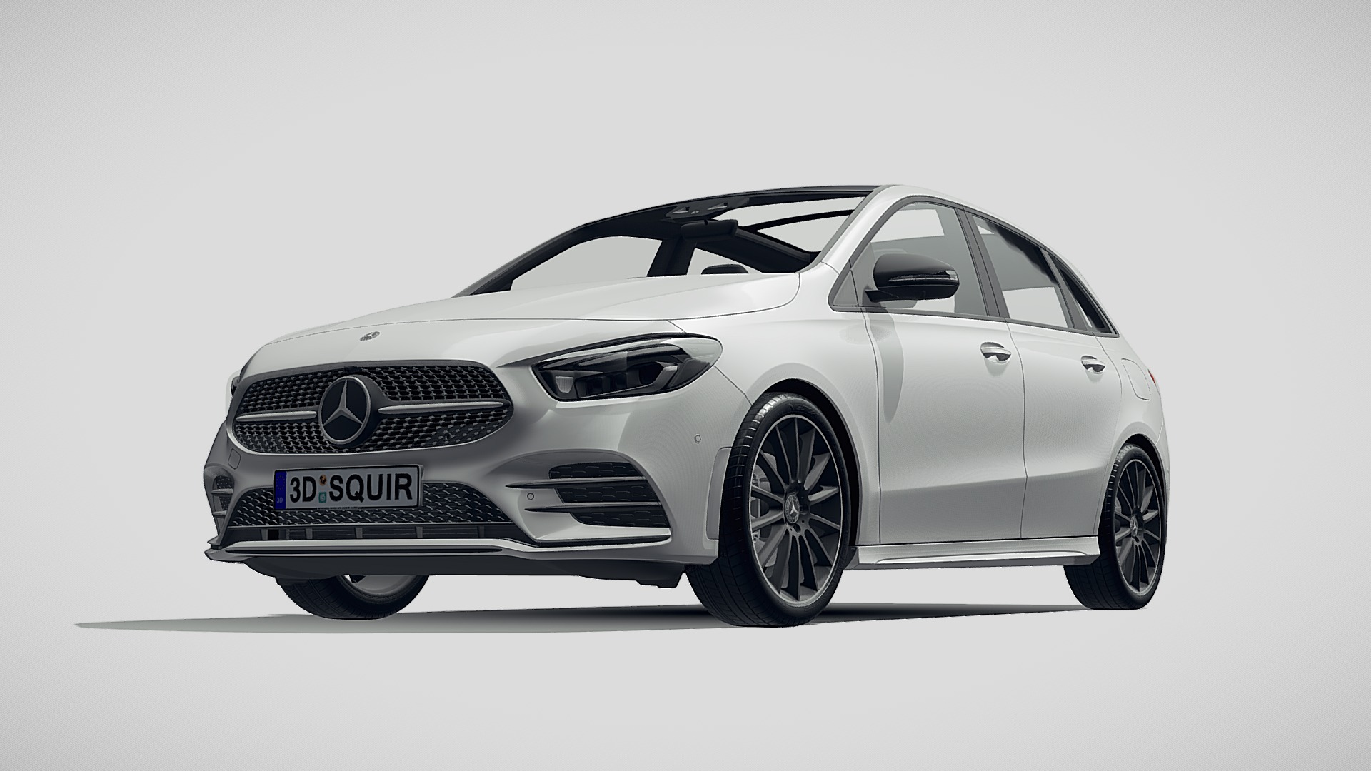 3D model Mercedes Benz B-class AMG 2019 - This is a 3D model of the Mercedes Benz B-class AMG 2019. The 3D model is about a white car with a black roof.
