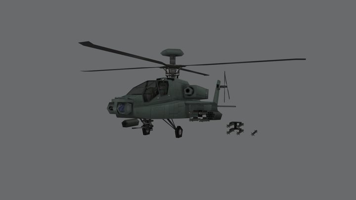 PS1/Low Poly AH-64D Apache Longbow helicopter 3D Model