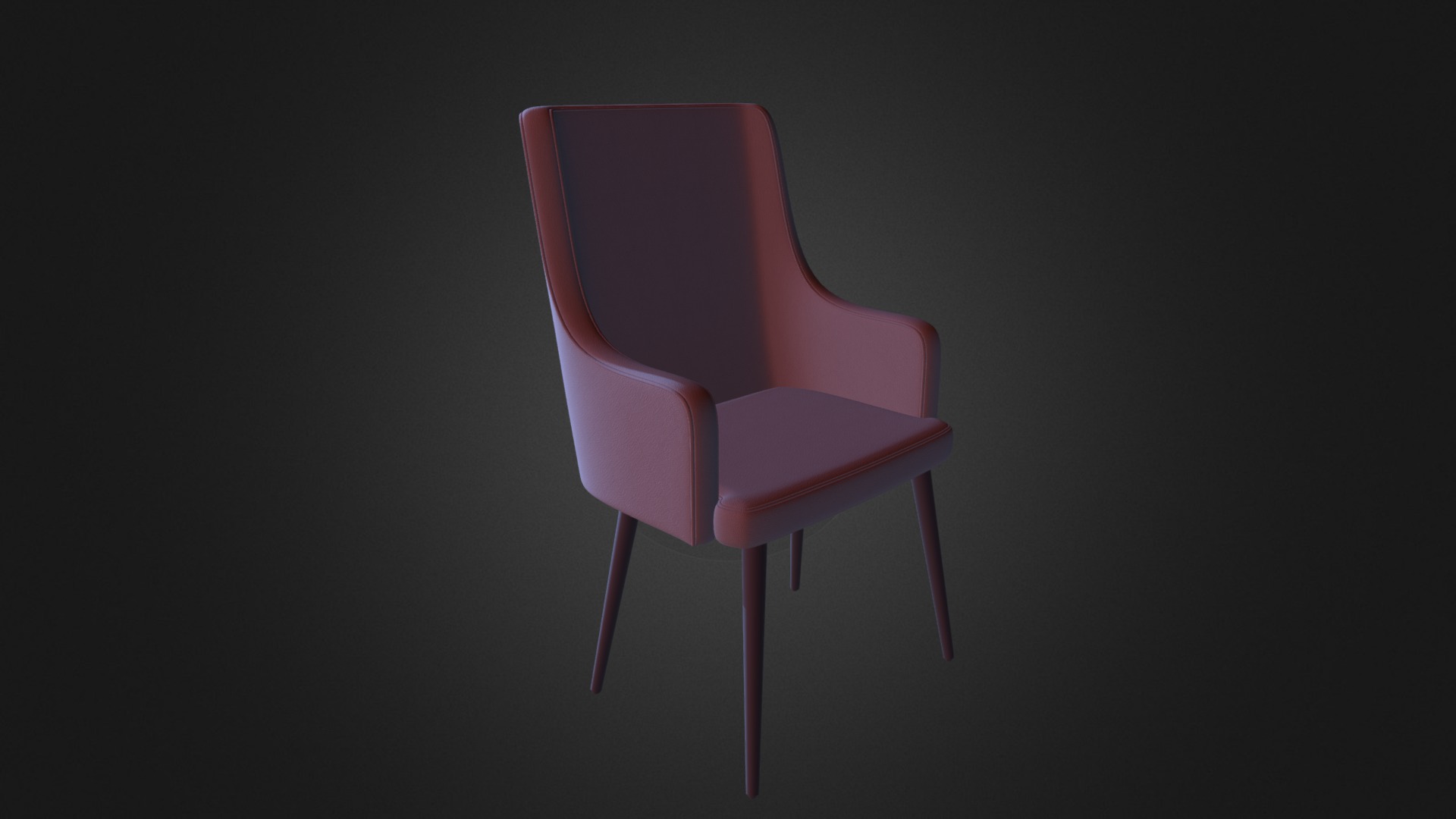 3D model Tall Grey Armchair D Model - This is a 3D model of the Tall Grey Armchair D Model. The 3D model is about a pink chair with a black background.