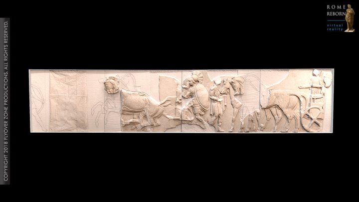 3D rendering of Parthenon North Frieze Part 7