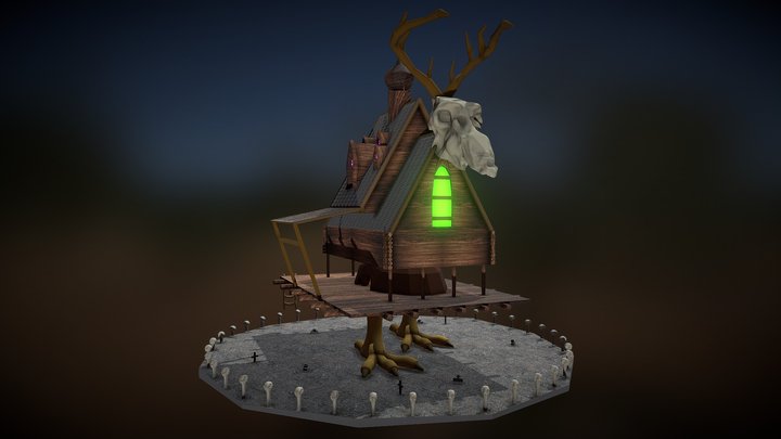 Baba Yaga's Hut DIORAMA 3D Model