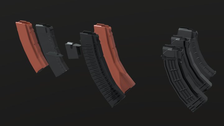 Low-Poly AK mags – Modello 3D gratuito STL