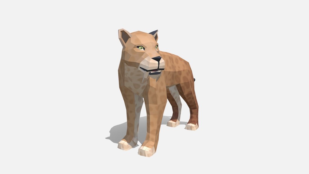 Low poly saber-toothed cat (Smilodon fatalis)