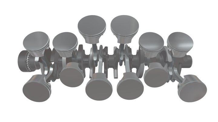 V12 Engine Cylinders 3D Model