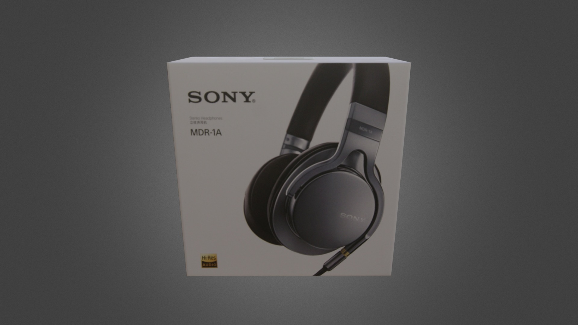 3D model Sony MDR A1 Box - This is a 3D model of the Sony MDR A1 Box. The 3D model is about a white box with a black and silver headphones on it.