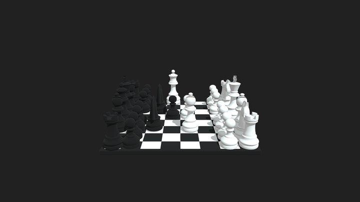 chess pieces&board can you find checkmate in 1 3D Model