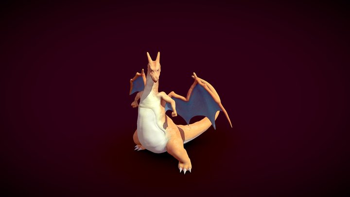 Charizard XY and Rock 3D model rigged