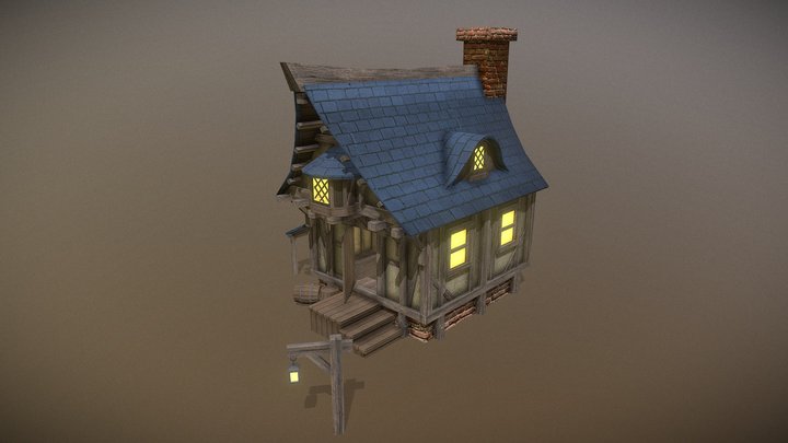 Low Poly Medieval House 3D Model