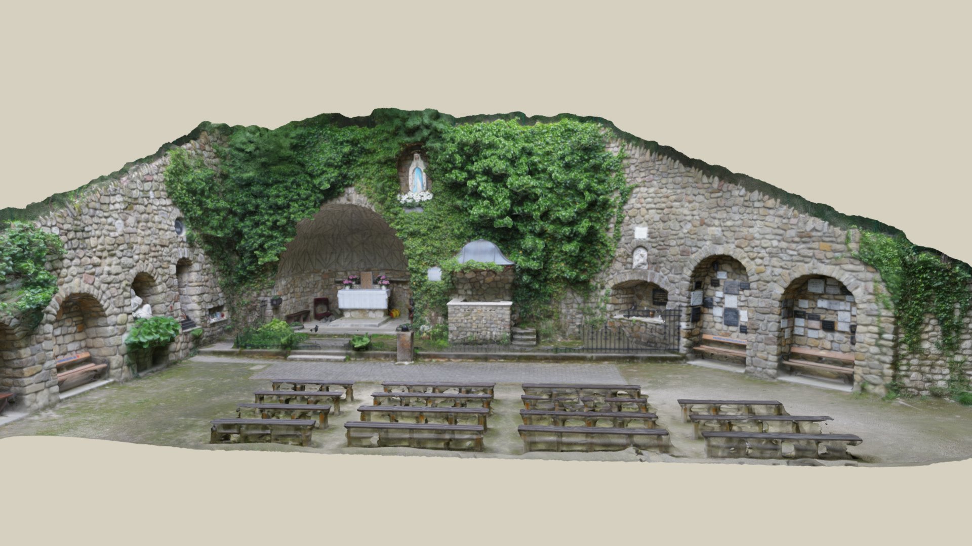 Bisamberg Lourdesgrotte — Sketchfab embed 3D viewer