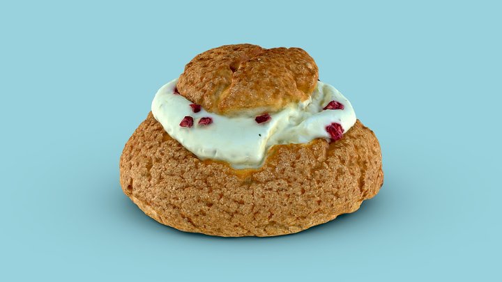 Raspberry Cream Bun 3D Model