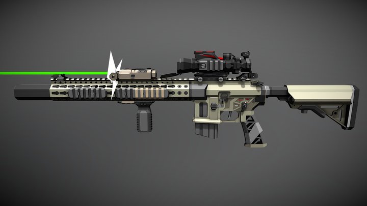 H&K416 MOD1 3D Model