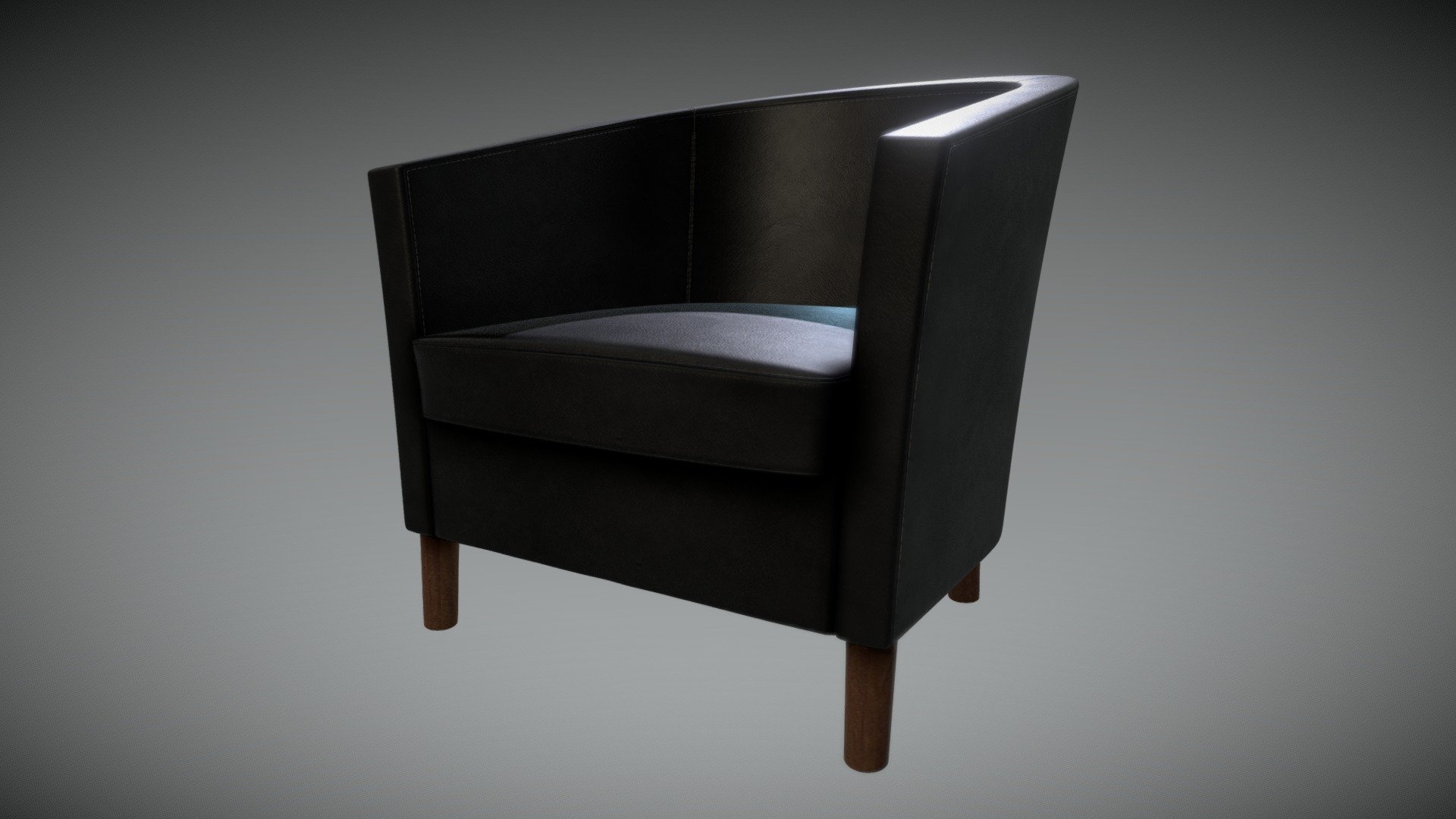 Black Leather Tub Armchair