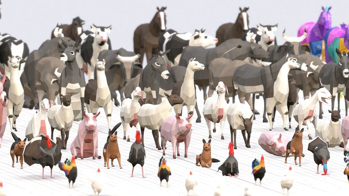 Farm Animals Pack 3D Model