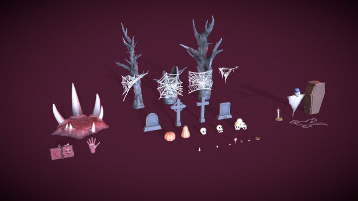 Spooky Pack v.4 (Game-Ready  Halloween Assets) 3D Model