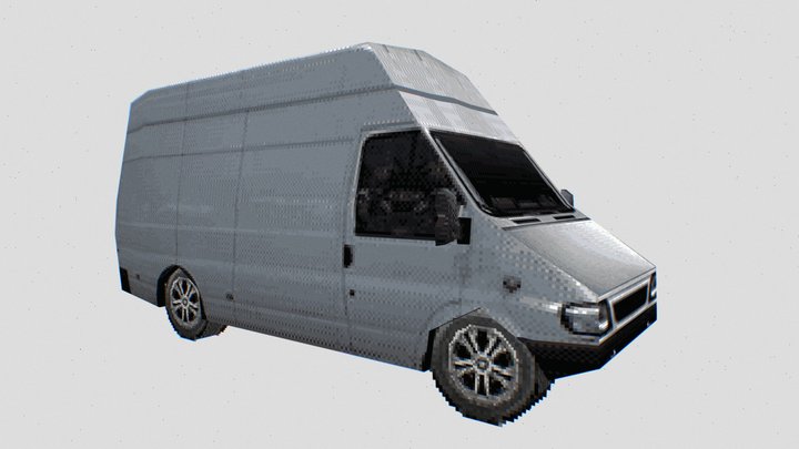 PS1 Style Asset -  White Van 3D Model