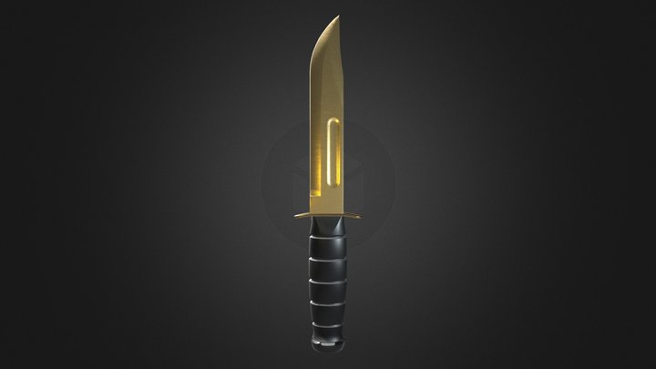 Golden Combat Knife 3D Model