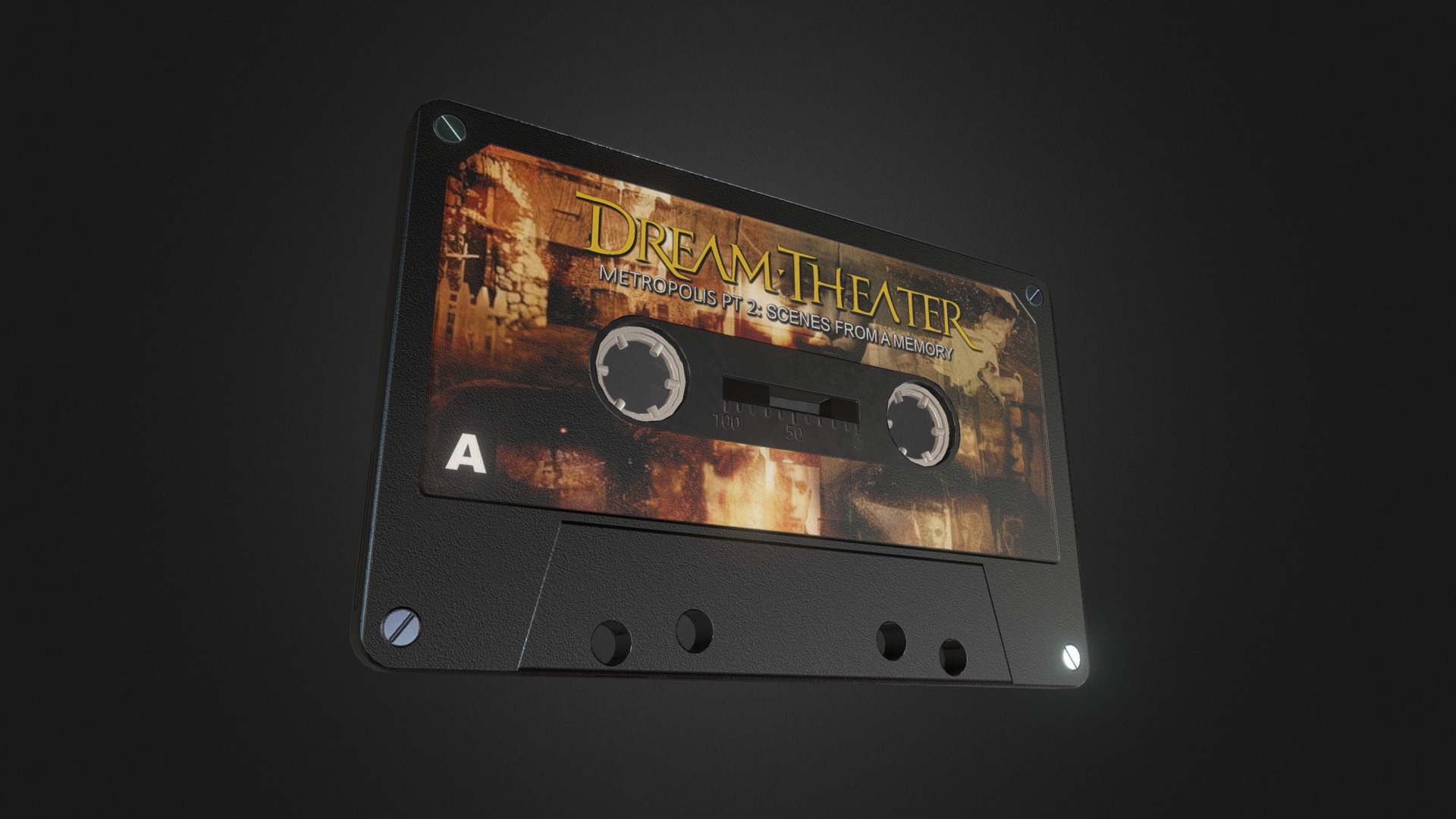 3D model Dream Theater Tape - This is a 3D model of the Dream Theater Tape. The 3D model is about a close-up of a cassette tape.