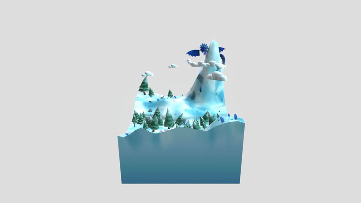 Cube World Snowy mountain 3D Model