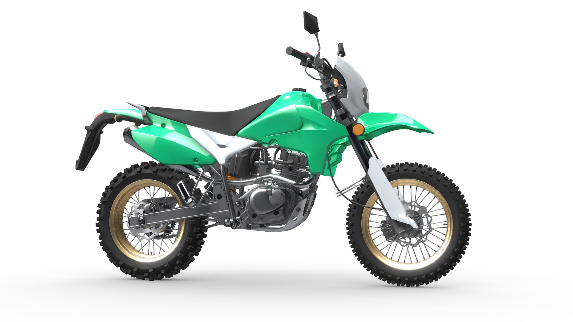 3D model Enduro bike - This is a 3D model of the Enduro bike. The 3D model is about a green and black motorcycle.