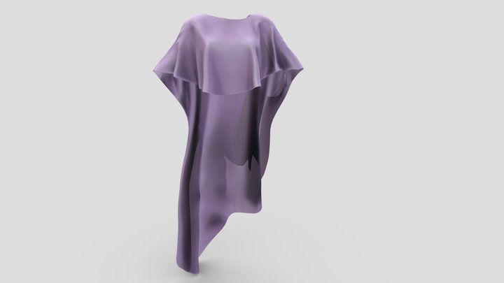 Female Long Poncho Topper Dress 3D Model