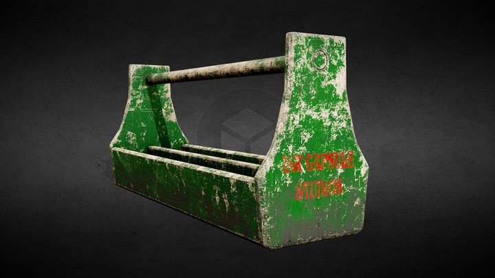 Vintage Wooden Toolbox 3D Model