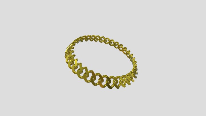 Gold chain - cuban link 3D Model