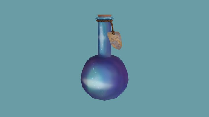 RPG Potion Bottle: LowPoly Hand Painted Model 3D Model