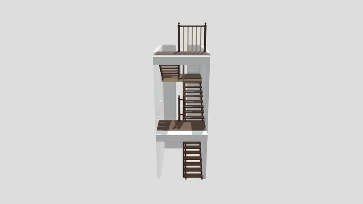 Wooden Stair 3D Model