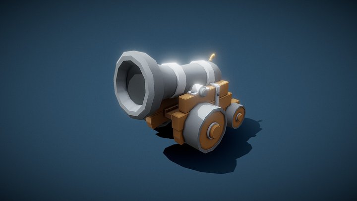 Stylized Low Poly Cannon Game Ready 3D Model