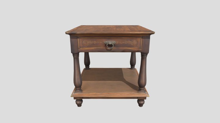 Vintage Wooden nightstand 3D Model