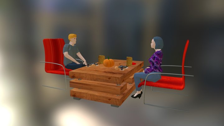 Couple Eating Out 3D Model