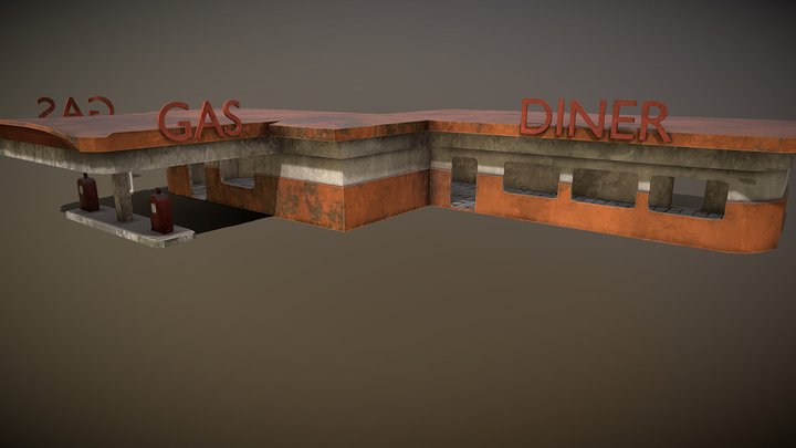 Post- Apo Gas-station 3D Model