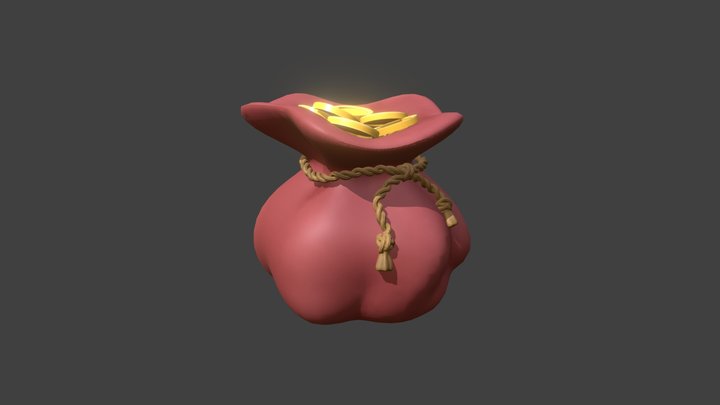 Stylized Coin Pouch 3D Model