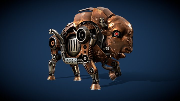 Steam Punk Bison 3D Model