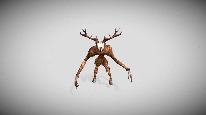 PSX Style Wendigo Rigged and Animated 3D Model