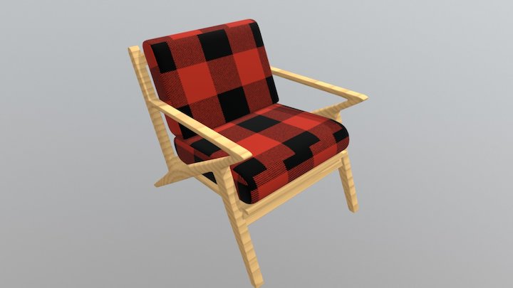 lowpoly and gameready wooden chair 3D Model