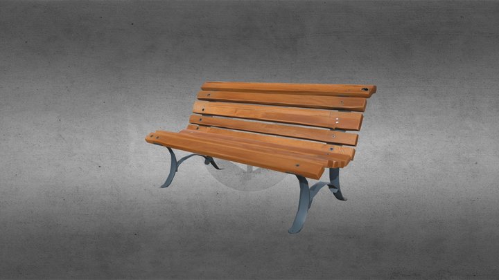 Wooden Bench 3D Model