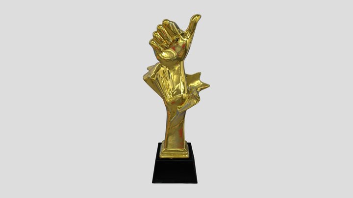 Golden Thumbs-Up Trophy 3D Model