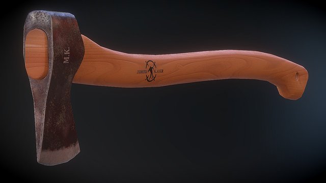 Low Poly, Wood Axe 3D Model