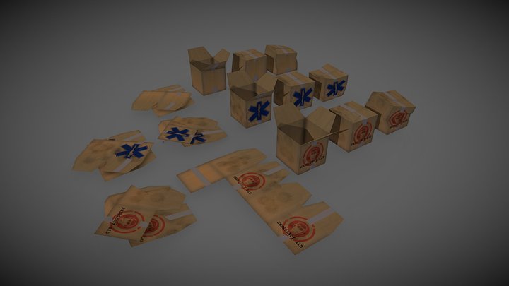 Overgrown Train Station Clutter - Boxes 3D Model