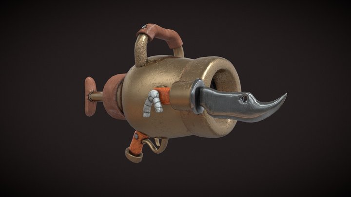 Cool medieval hand-held pirate cannon! 3D Model
