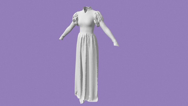 Simple Drape Victorian Dress Test 3D Model