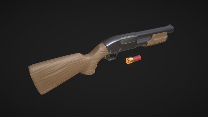 Stylized Shotgun 3D Model