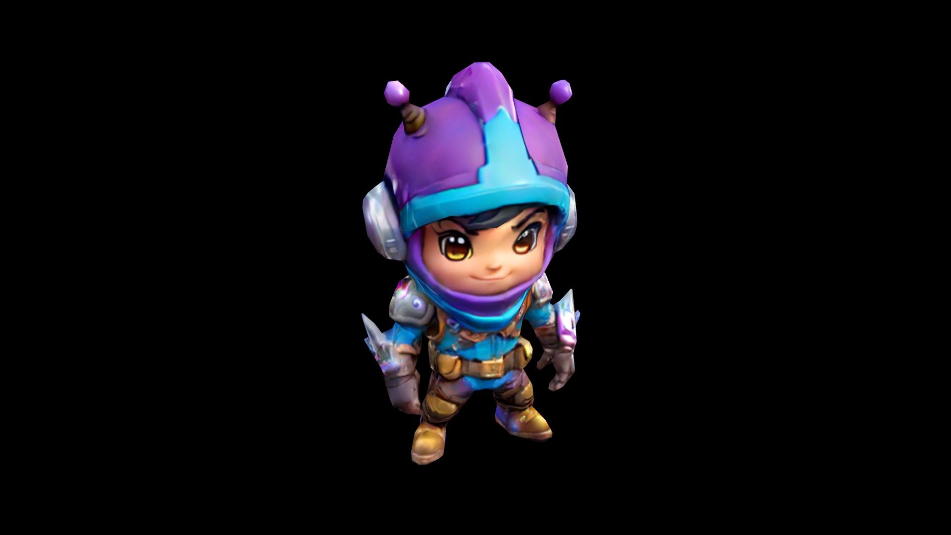 Anime character Mira, with a purple helmet and b - Download Free 3D ...