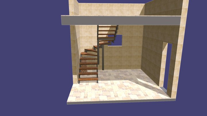 Лестница П  с забежными, Максим 3D Model
