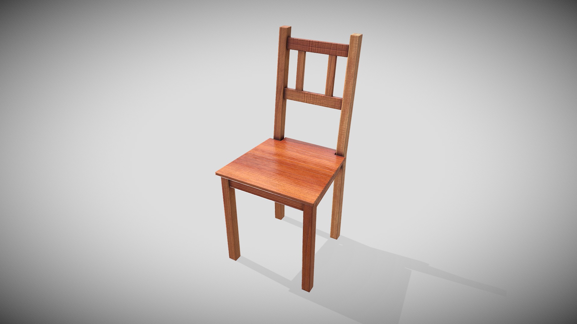 3D model Low Poly Basic Dining Chair - This is a 3D model of the Low Poly Basic Dining Chair. The 3D model is about a wooden chair on a white surface.