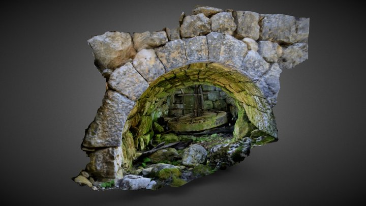 Qehmez Mill Water Wheel Detail 3D Model