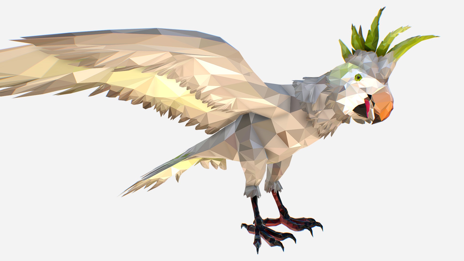 3D model Low Poly art Parrot Bird - This is a 3D model of the Low Poly art Parrot Bird. The 3D model is about a bird with a plant on its head.