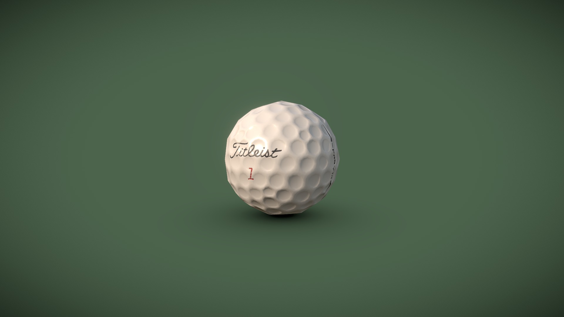 3D model Low Poly Fitleist Golf Ball - This is a 3D model of the Low Poly Fitleist Golf Ball. The 3D model is about a golf ball on a green surface.